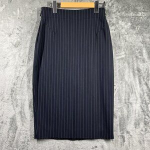 Moschino Couture Skirt Womens 8 Navy Pinstripe Pencil Side Zip Made in Italy